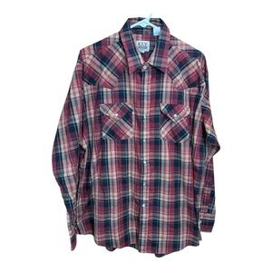 ELY Cattleman Plaid Pearl Snap Western Shirt Men’s XL Red Black Brown